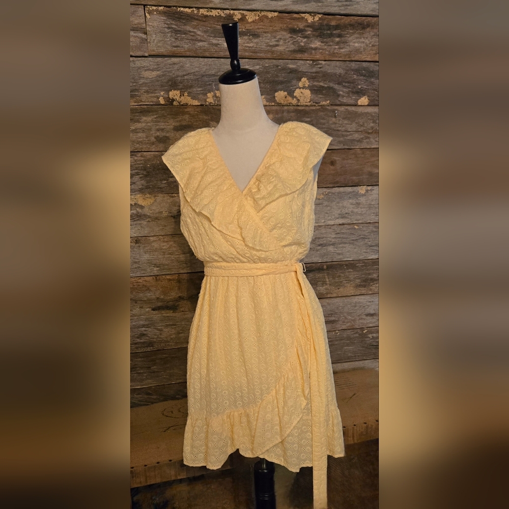 LC Lauren Conrad Cream Eyelet Midi Dress